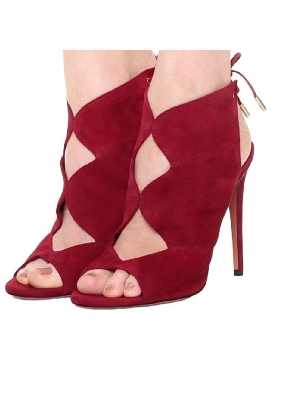 Aquazzura Pasadena Red Open Toe Sling Back  Size 7 (37)